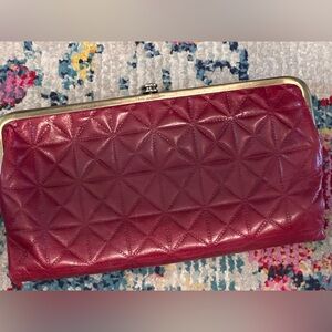 HOBO International Red Leather Quilted Wallet Clutch
